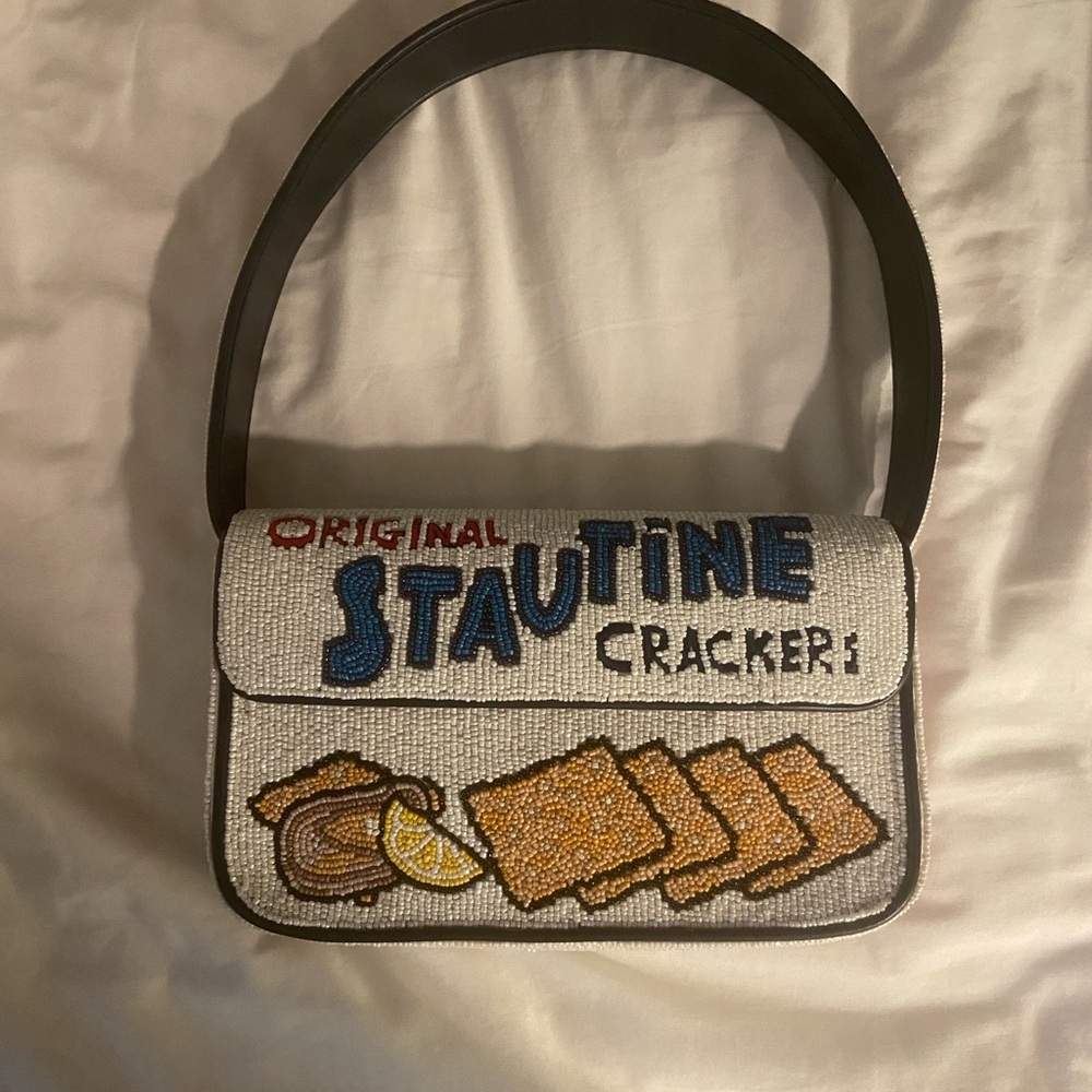 NWT STAUD saltine beaded shoulder bag